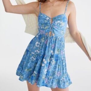 Floral Sweetheart Double-Cinch Mini Dress